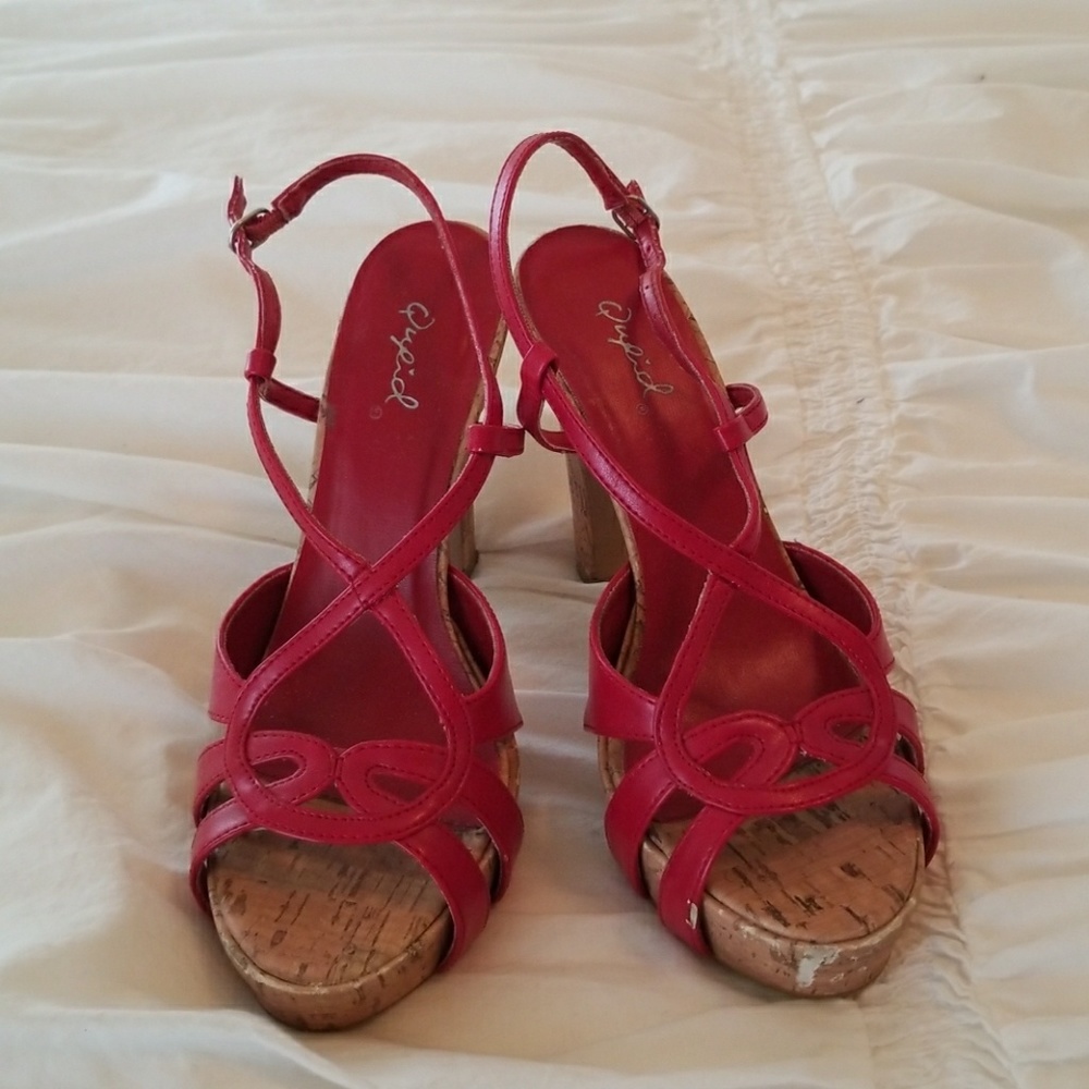 Red heeled sandals